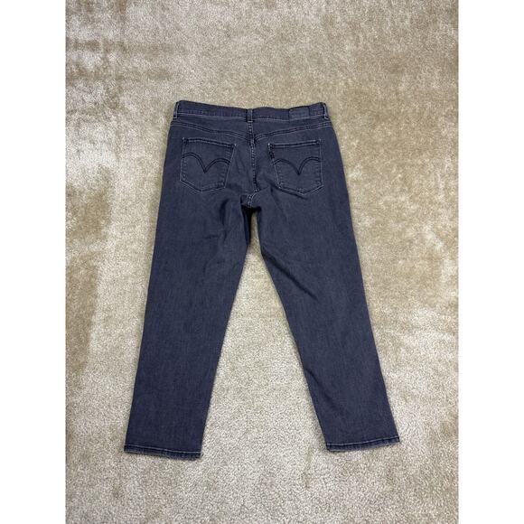 Levis Jeans Size 14 Classic Crop Black Faded Stud Ankle Accent Stretch B147 - Picture 9 of 16